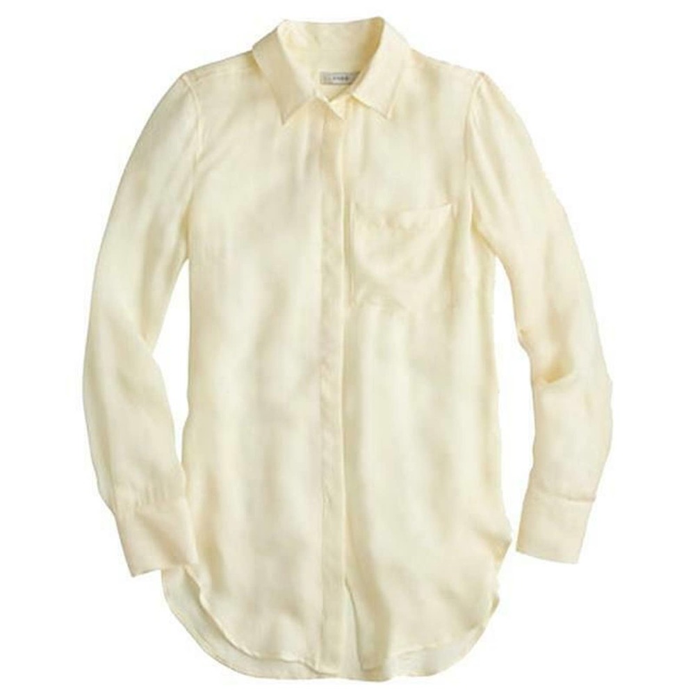 J Crew Classic Silk Tunic Blouse Collared Shirt